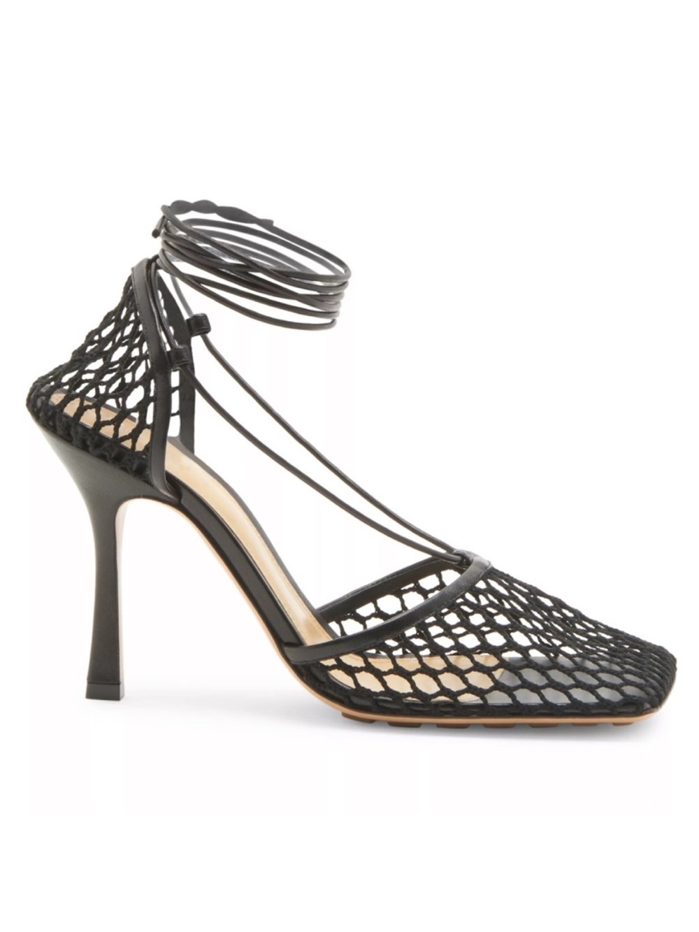 Bottega Veneta Mesh Ankle-Tie Women’s High Heel Pump